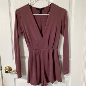 Mauve Deep V Neck Romper